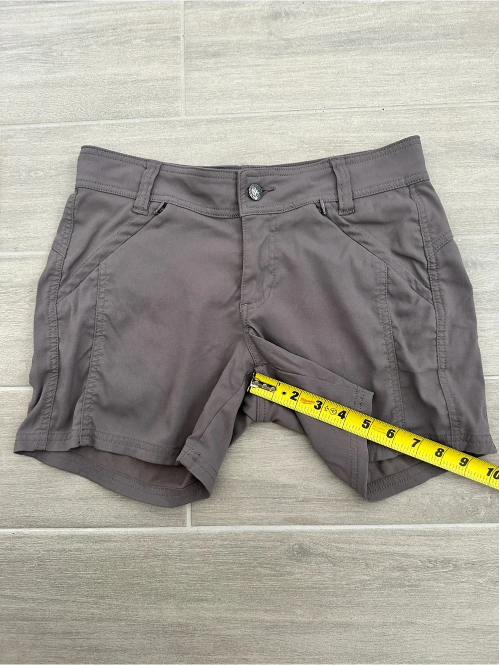 prAna Hallena Stretch Shorts Women 5 Gray Hiking Utility Gorpcore Cargo Boho 5